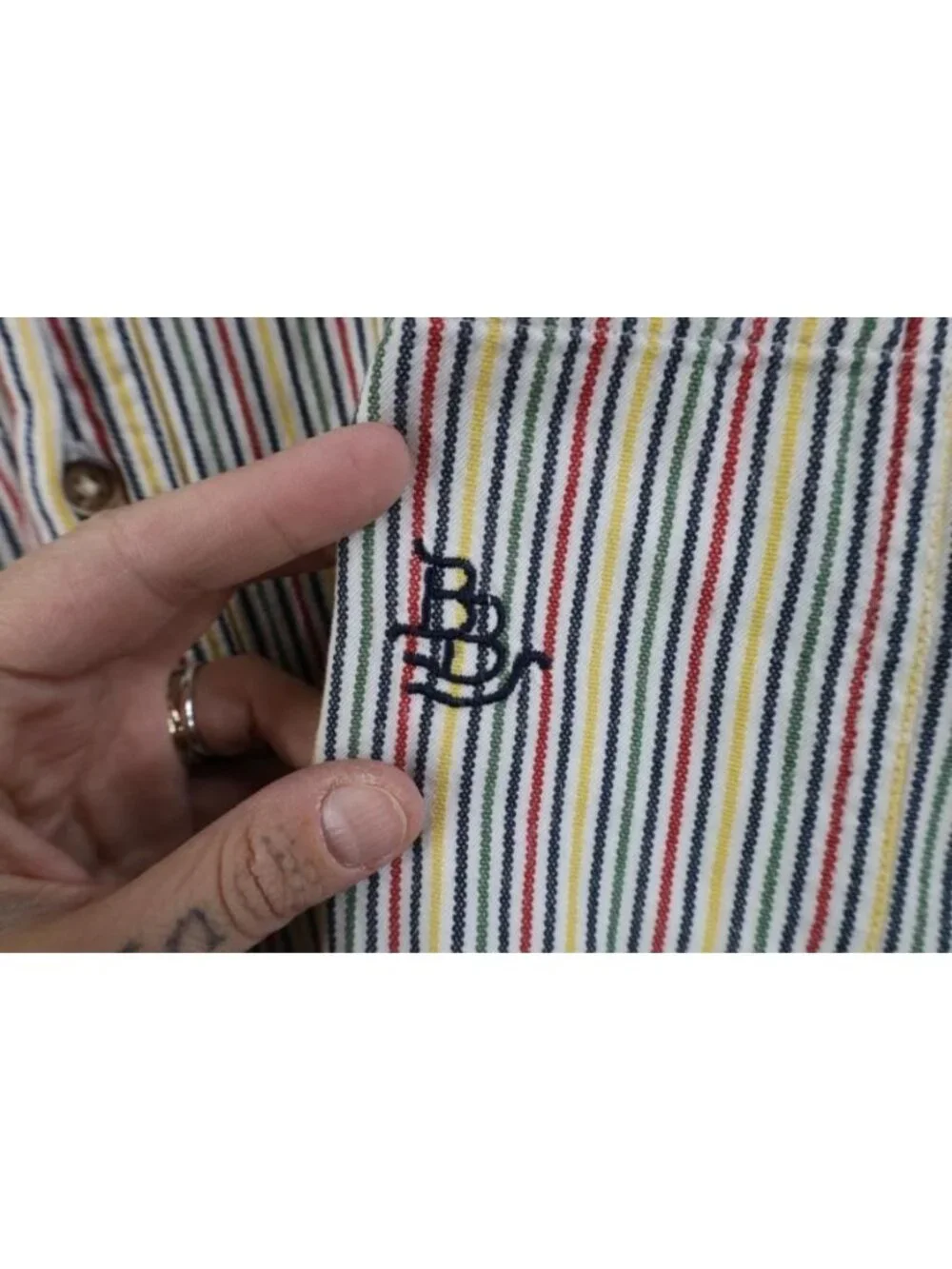 Vtg 90s Streetwear Mens Medium Rainbow Striped Short Sleeve Button Down Shirt